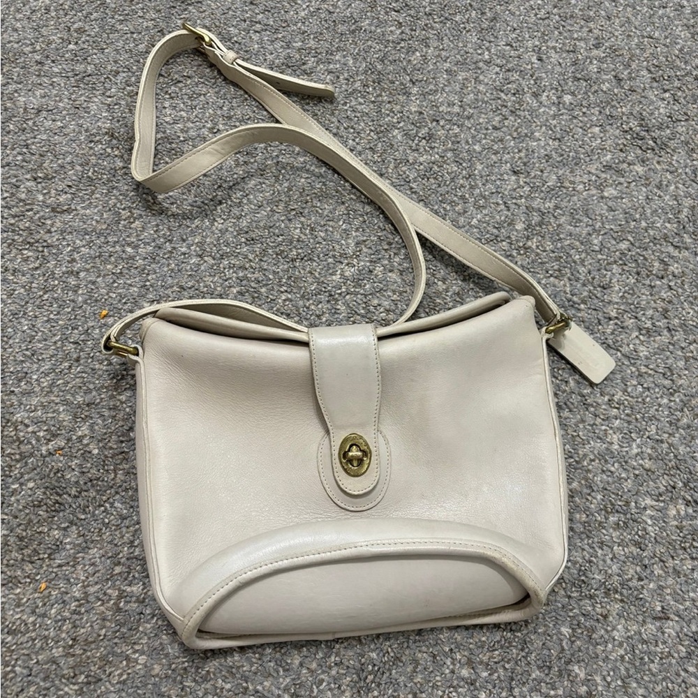 Vintage Coach 9948 canterbury 1994 bone white crossbody leather bag - Picture 2 of 8